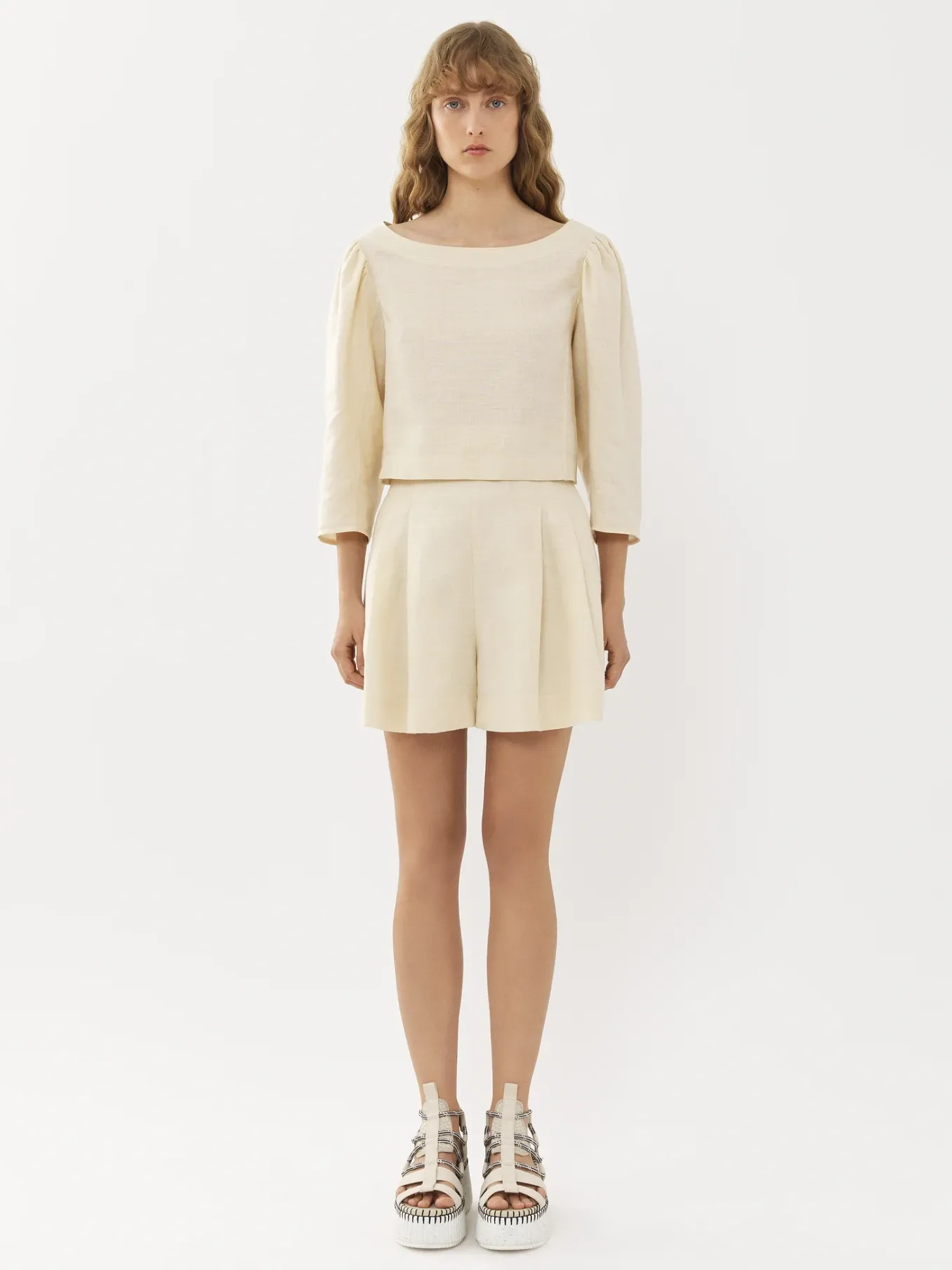 Tailleurs-Chloé Short Taille Haute Coconut Milk