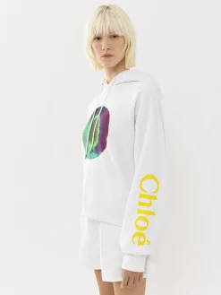 Tops Et Blouses-Chloé Sweat A Capuche White - Green 1