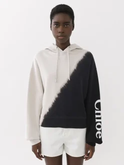 Tops Et Blouses-Chloé Sweat A Capuche Black - White 1