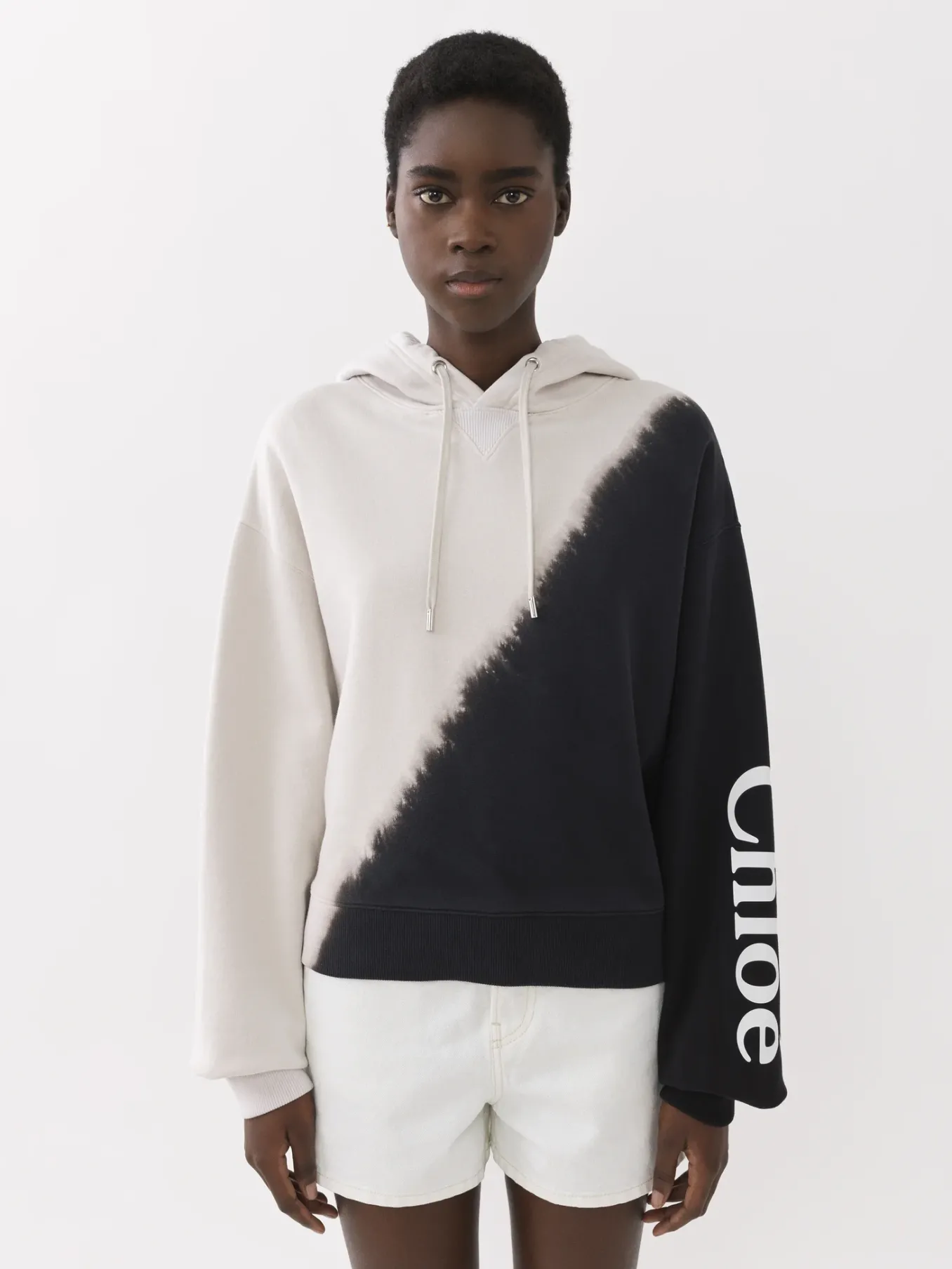 Tops Et Blouses-Chloé Sweat A Capuche Black - White 1