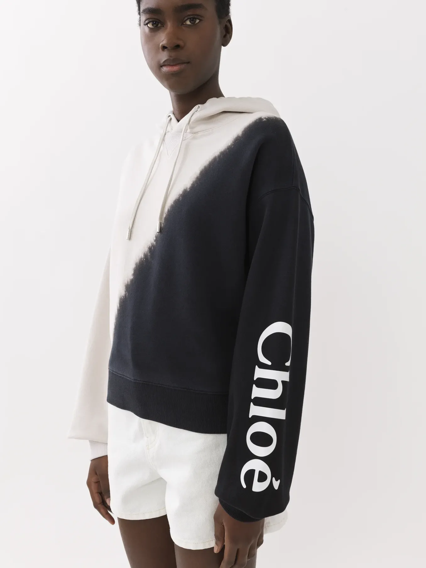 Tops Et Blouses-Chloé Sweat A Capuche Black - White 1