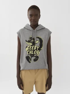 Vêtements-Chloé Sweat A Capuche Sans Manches Limestone Grey