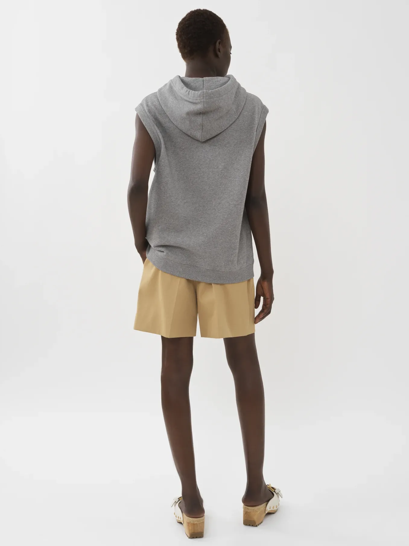 Vêtements-Chloé Sweat A Capuche Sans Manches Limestone Grey