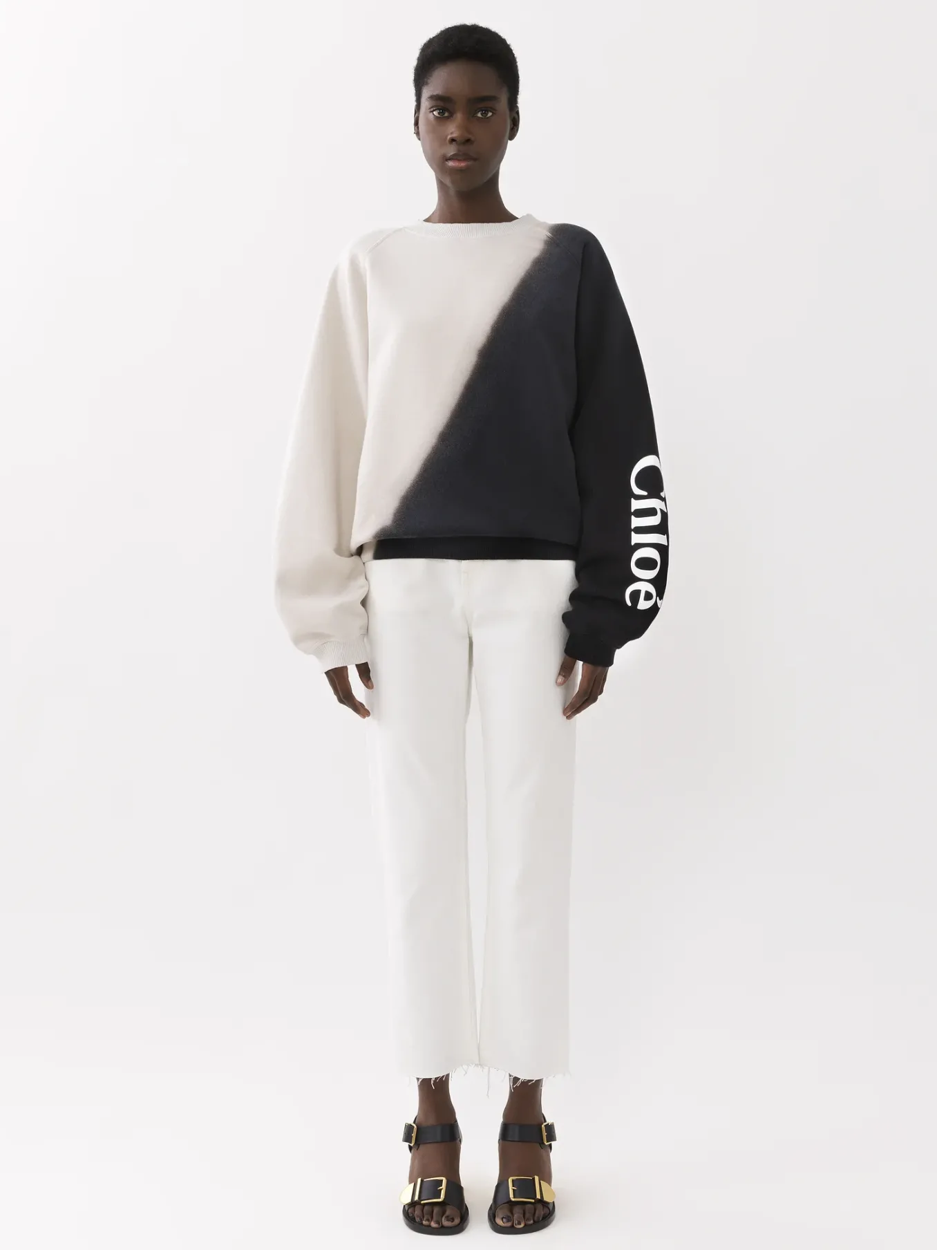 Tops Et Blouses-Chloé Sweat Col Rond Black - White 1