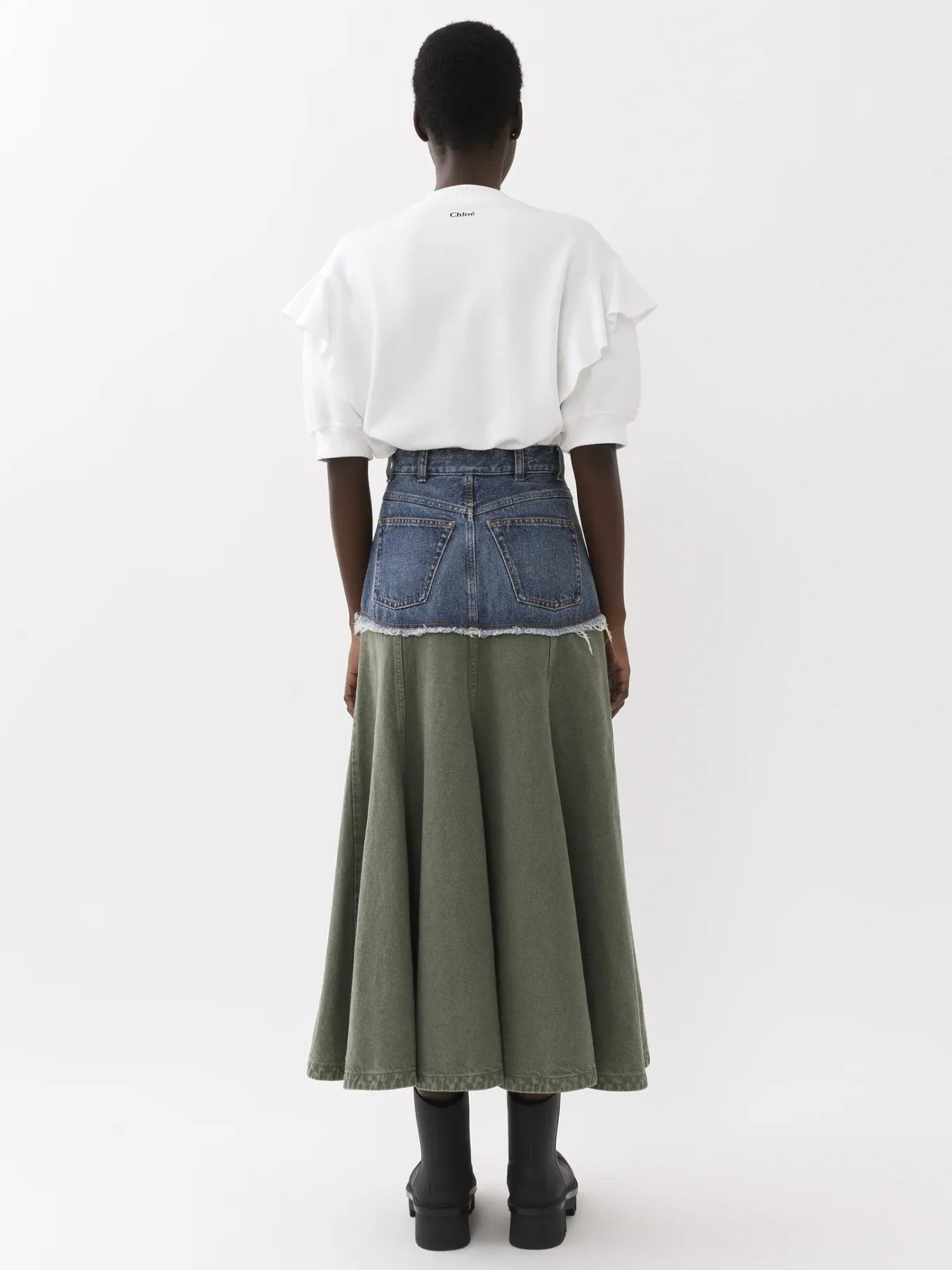 Tops Et Blouses-Chloé Sweat Col Rond Volante Blanc