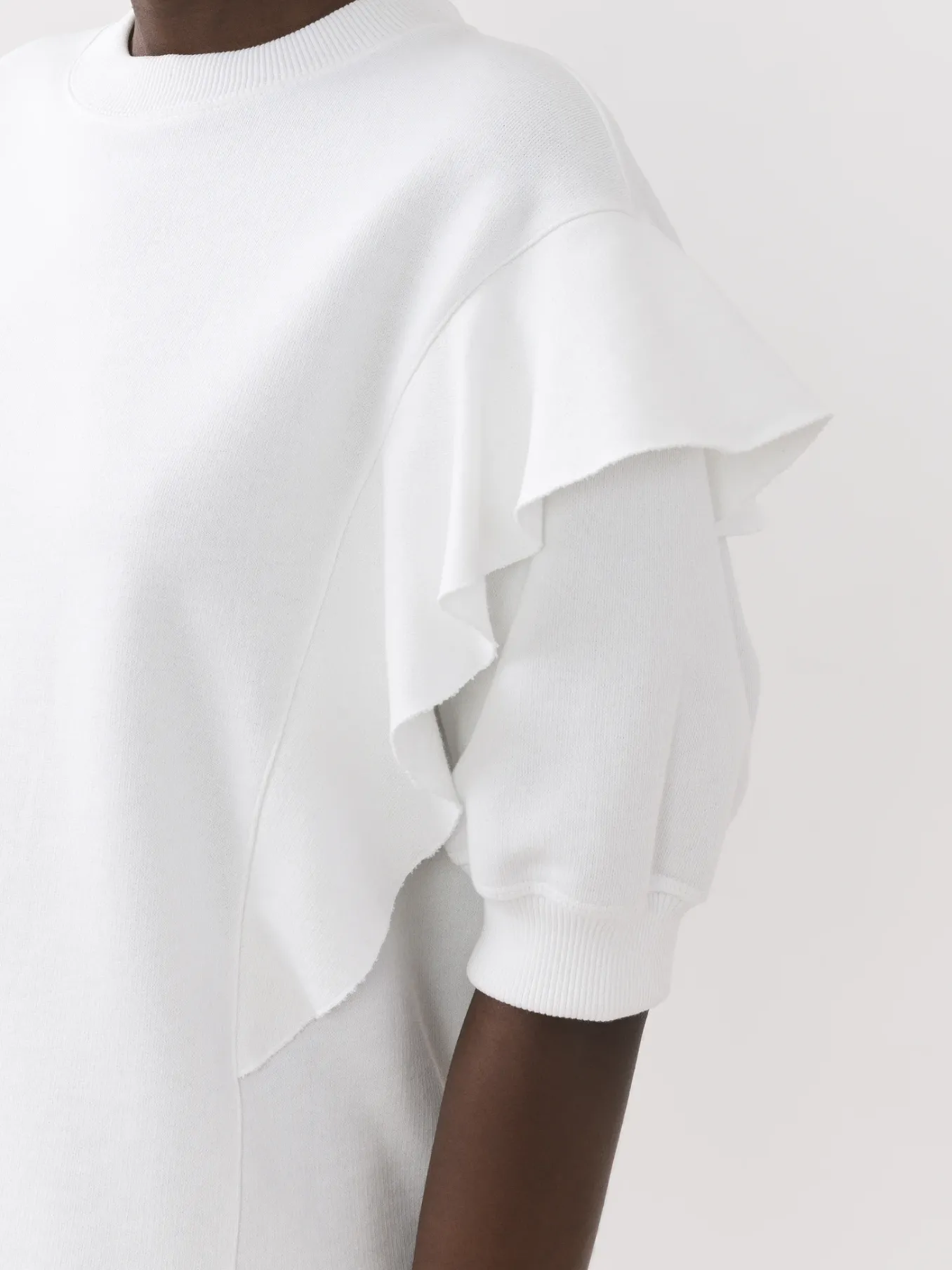 Tops Et Blouses-Chloé Sweat Col Rond Volante Blanc