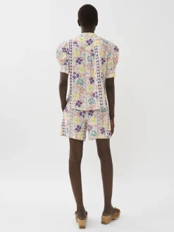 Vêtements-Chloé Top Boutonne Col Mao Multicolor White 1