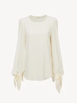 Tops Et Blouses-Chloé Top Col Rond Manches Nouees Buttercream