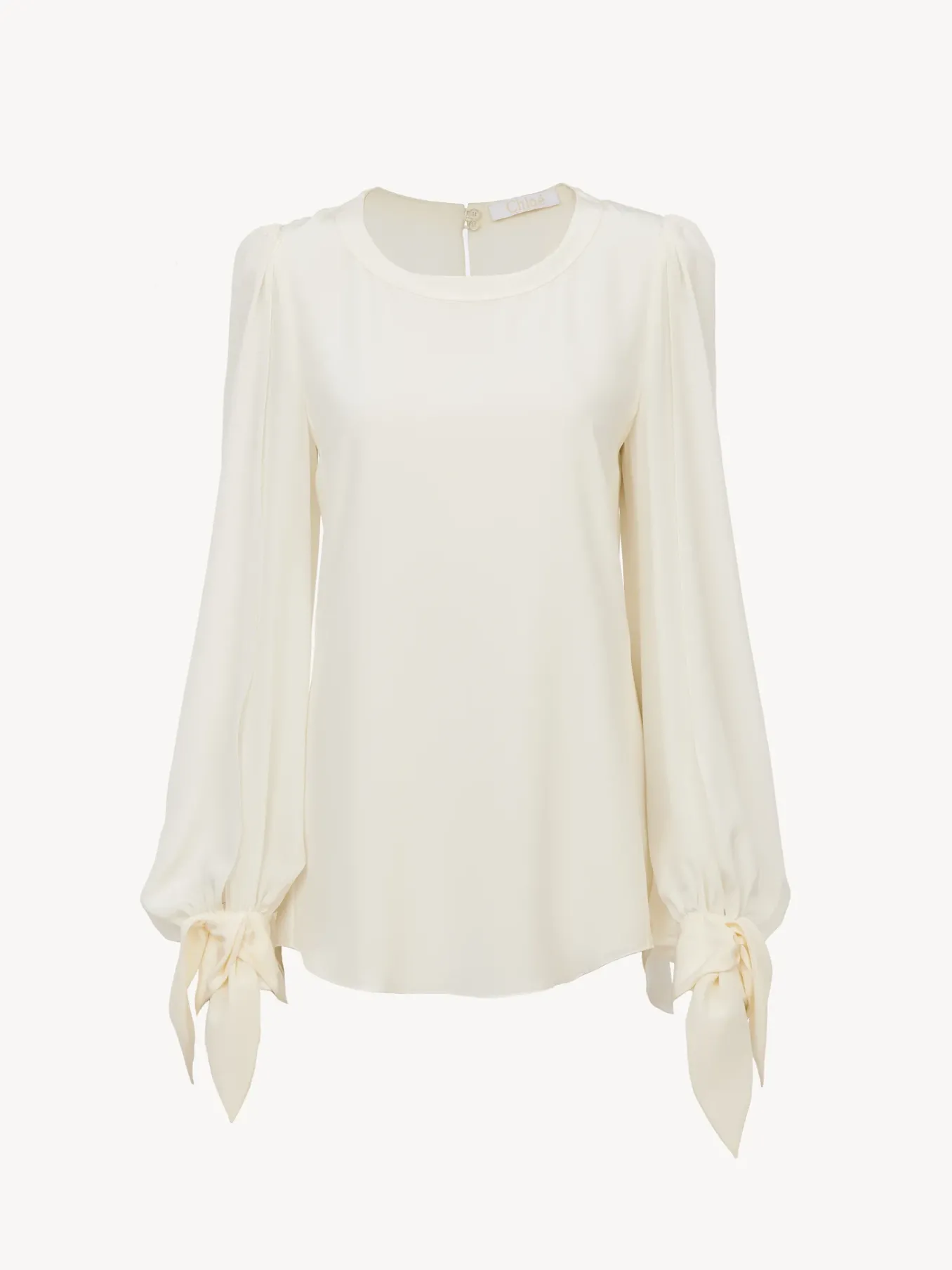 Tops Et Blouses-Chloé Top Col Rond Manches Nouees Buttercream