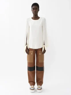 Tops Et Blouses-Chloé Top Col Rond Manches Nouees Buttercream