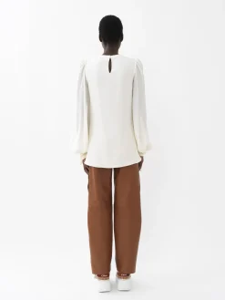 Tops Et Blouses-Chloé Top Col Rond Manches Nouees Buttercream