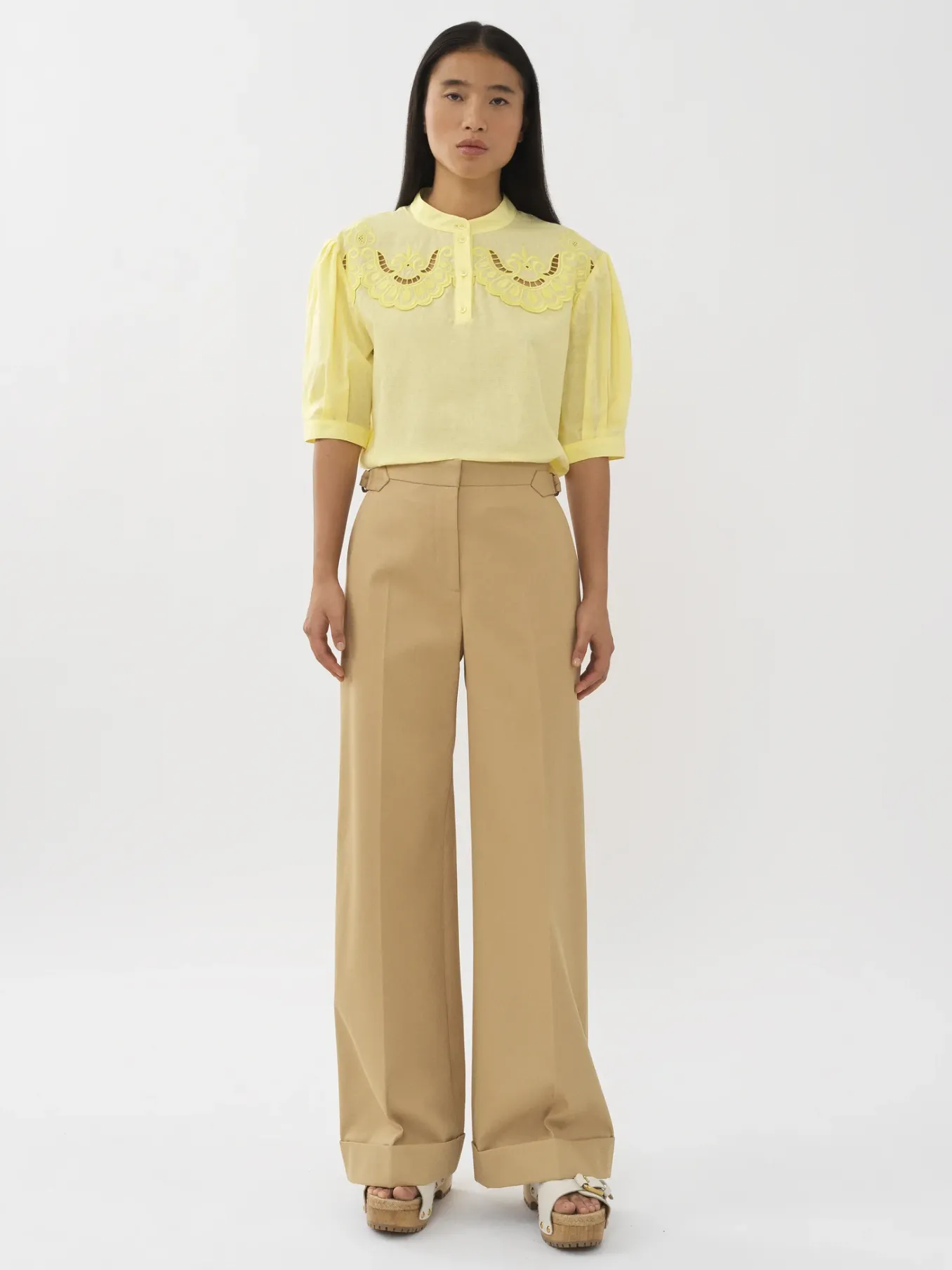 Vêtements-Chloé Top Col Trompe-L'Oeil Goldy Green