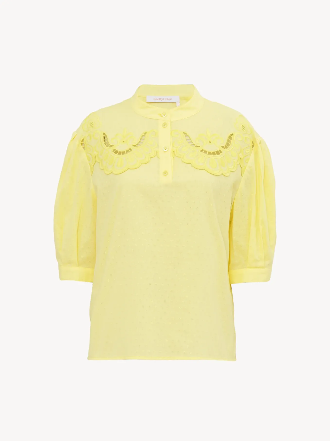 Vêtements-Chloé Top Col Trompe-L'Oeil Goldy Green
