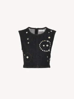 Tops Et Blouses-Chloé Top Court Sans Manches Noir