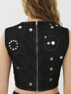 Tops Et Blouses-Chloé Top Court Sans Manches Noir