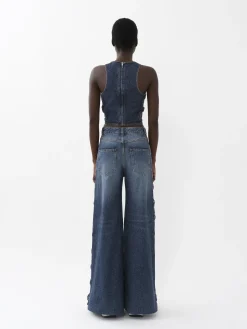 Tops Et Blouses-Chloé Top Court Sans Manches Faded Denim