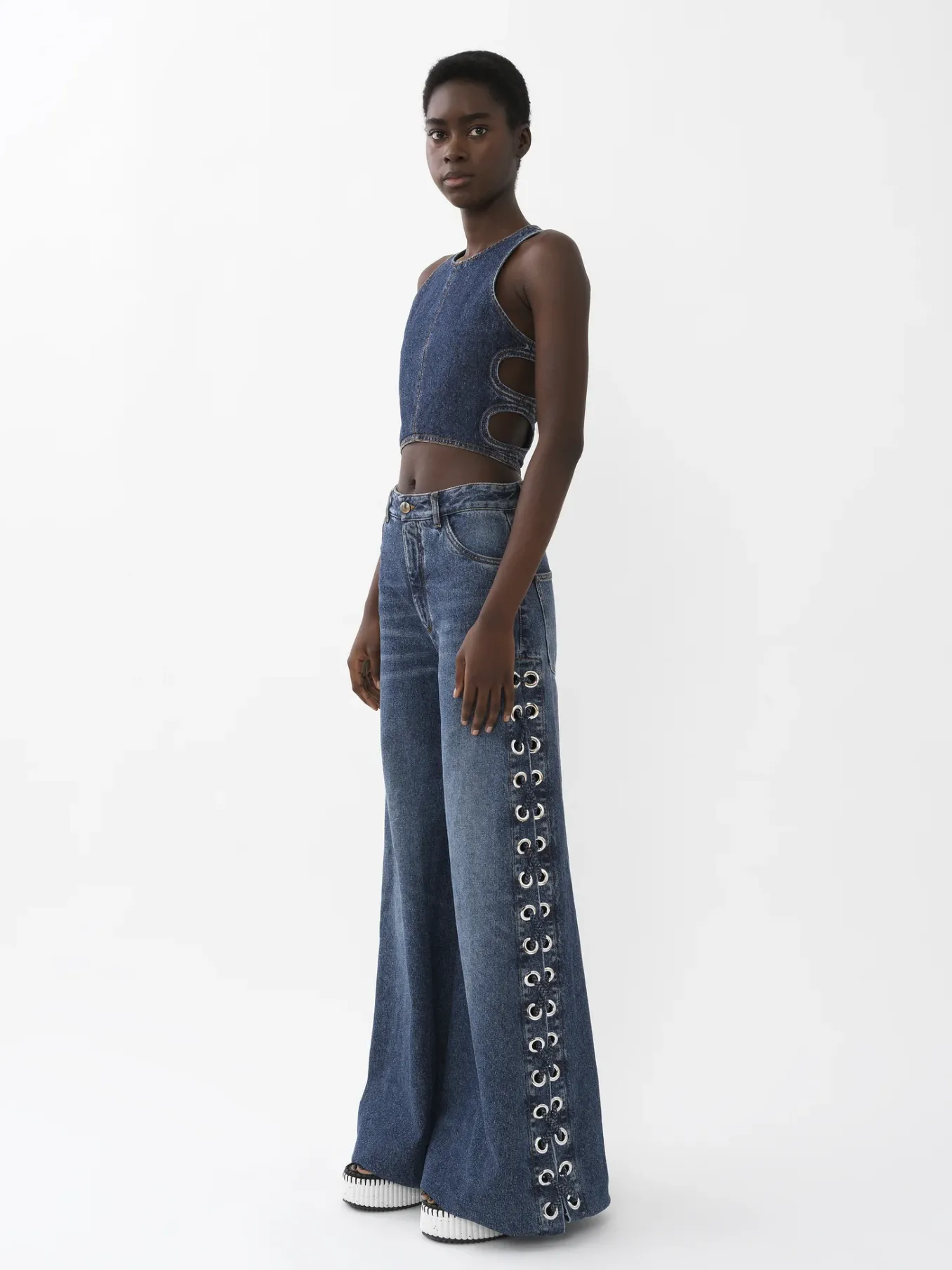 Tops Et Blouses-Chloé Top Court Sans Manches Faded Denim