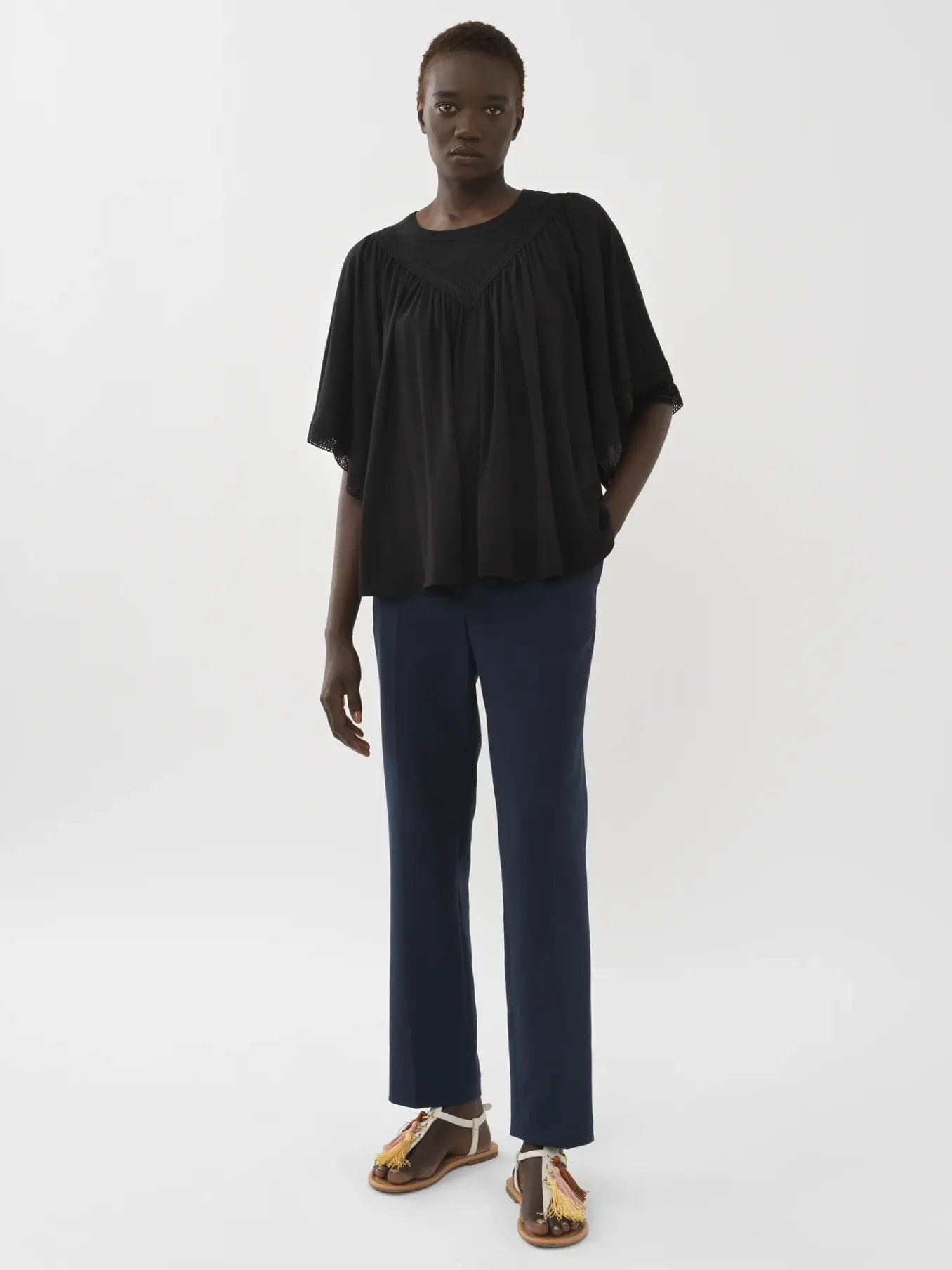 Vêtements-Chloé Top Fronce Noir