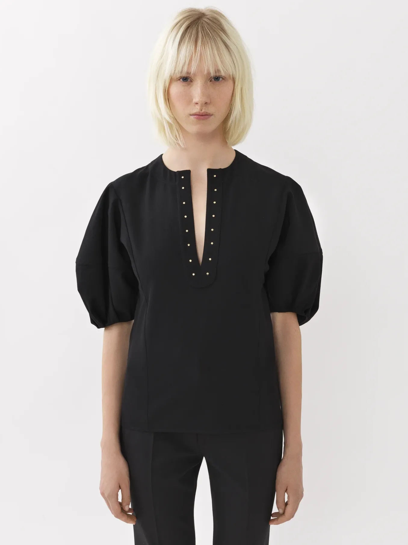 Tops Et Blouses-Chloé Top Manches Ballon Noir