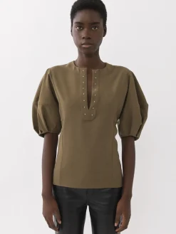 Tops Et Blouses-Chloé Top Manches Ballon Obscure Khaki