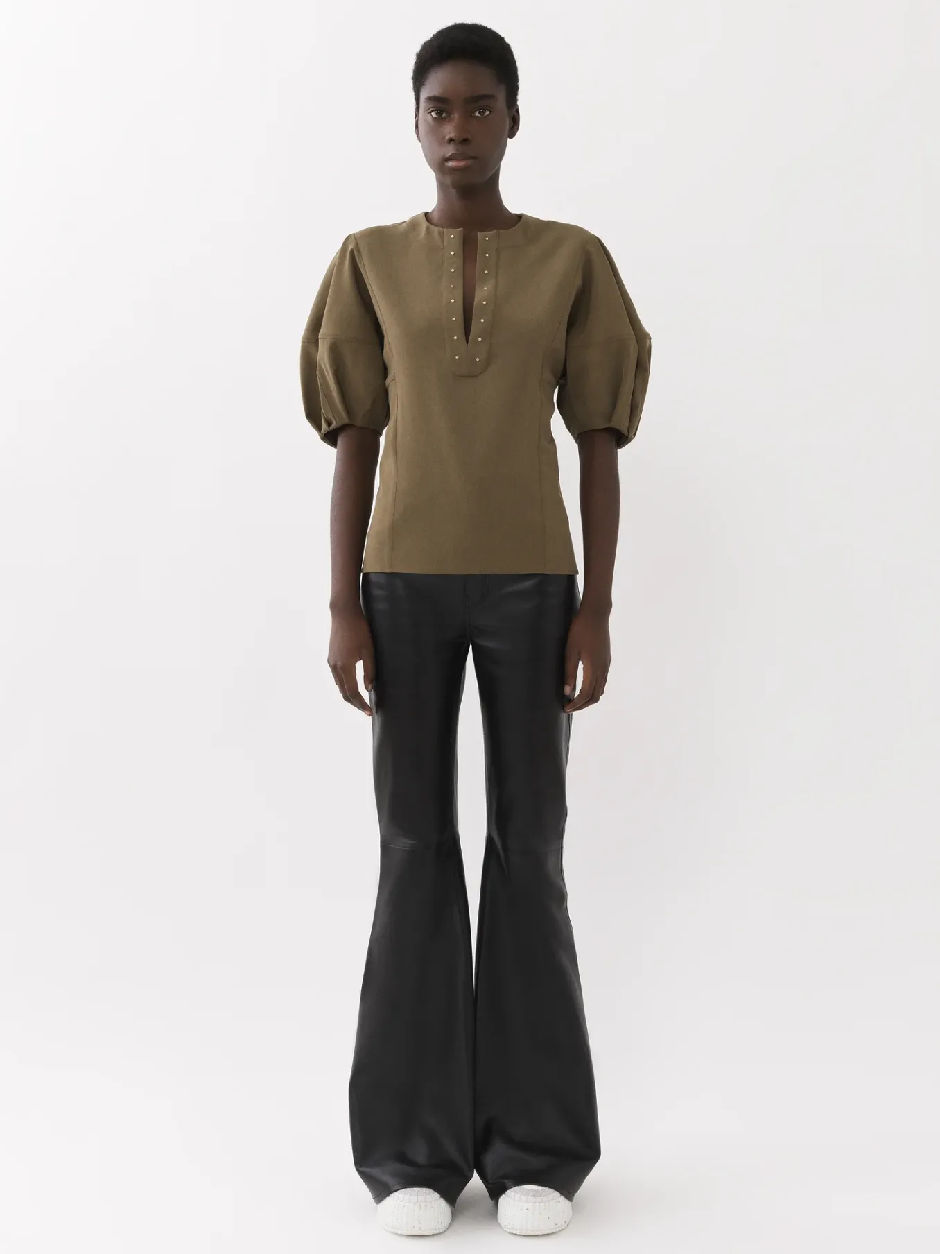 Tops Et Blouses-Chloé Top Manches Ballon Obscure Khaki