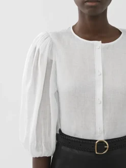 Tops Et Blouses-Chloé Top Manches Bouffantes Blanc