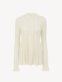Tops Et Blouses-Chloé Top Manches Trompette Eden White