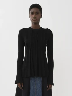Tops Et Blouses-Chloé Top Manches Trompette Noir