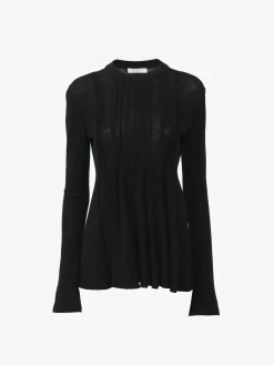 Tops Et Blouses-Chloé Top Manches Trompette Noir