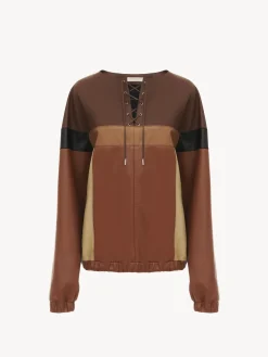 Tops Et Blouses-Chloé Top Sans Col A Lacets Multicolor Brown 1