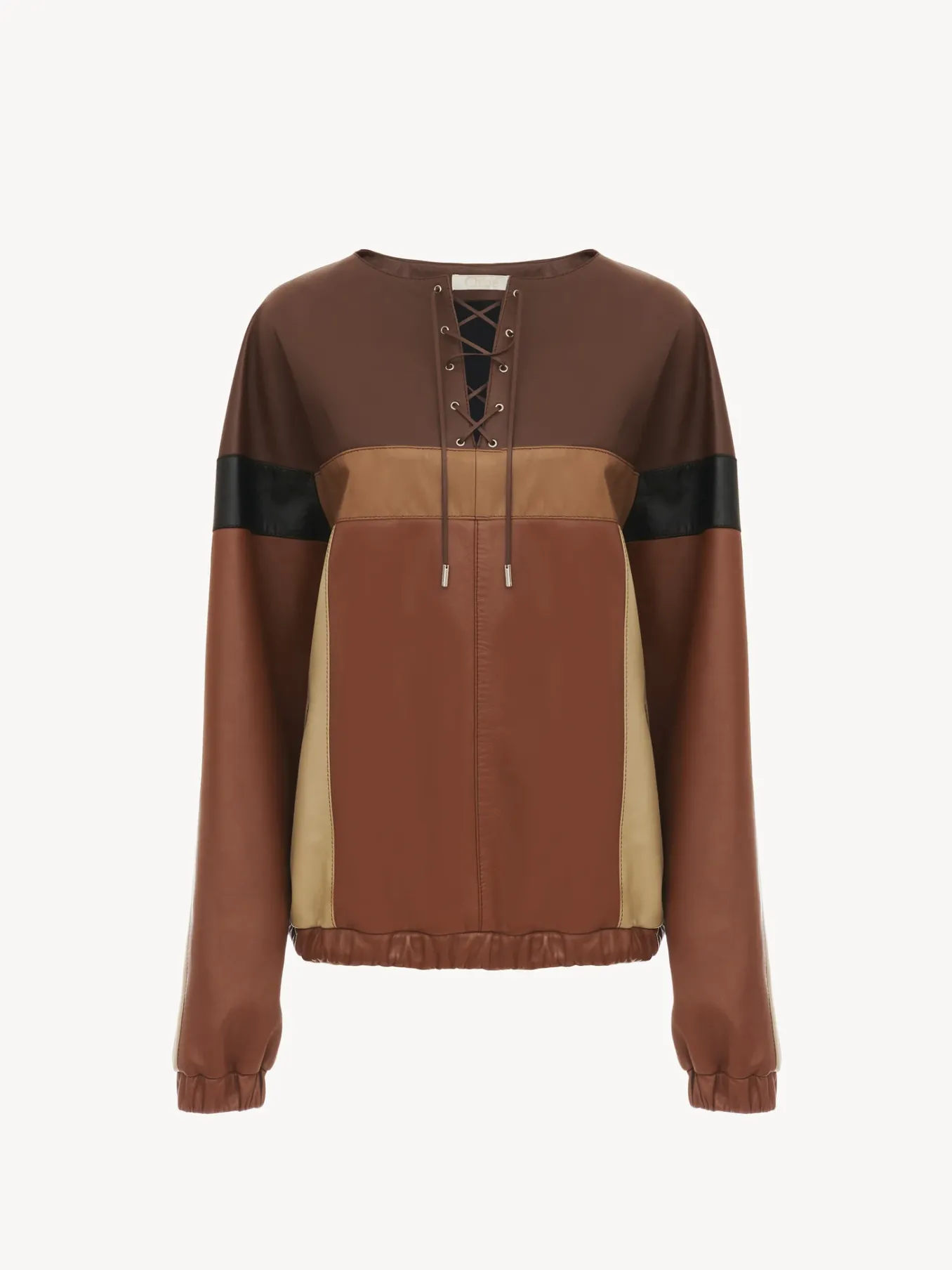 Tops Et Blouses-Chloé Top Sans Col A Lacets Multicolor Brown 1