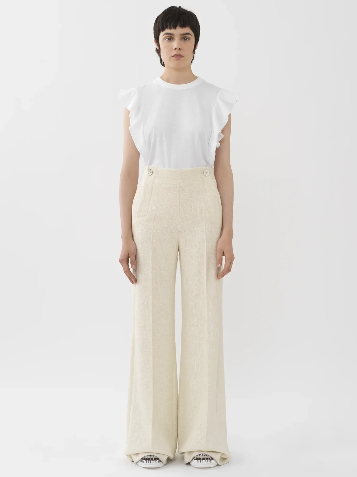 Tops Et Blouses-Chloé Top Volante Blanc