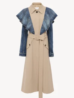 Manteaux-Chloé Trench Bi-Matiere Pearl Beige