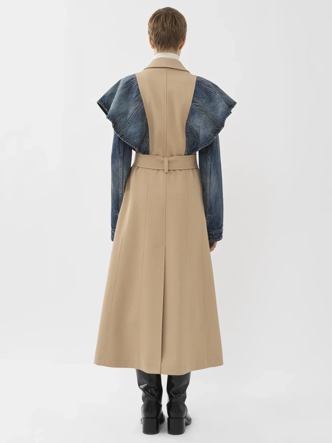 Manteaux-Chloé Trench Bi-Matiere Pearl Beige