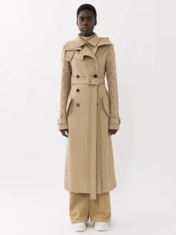 Manteaux-Chloé Trench Long Ceinture Pearl Beige