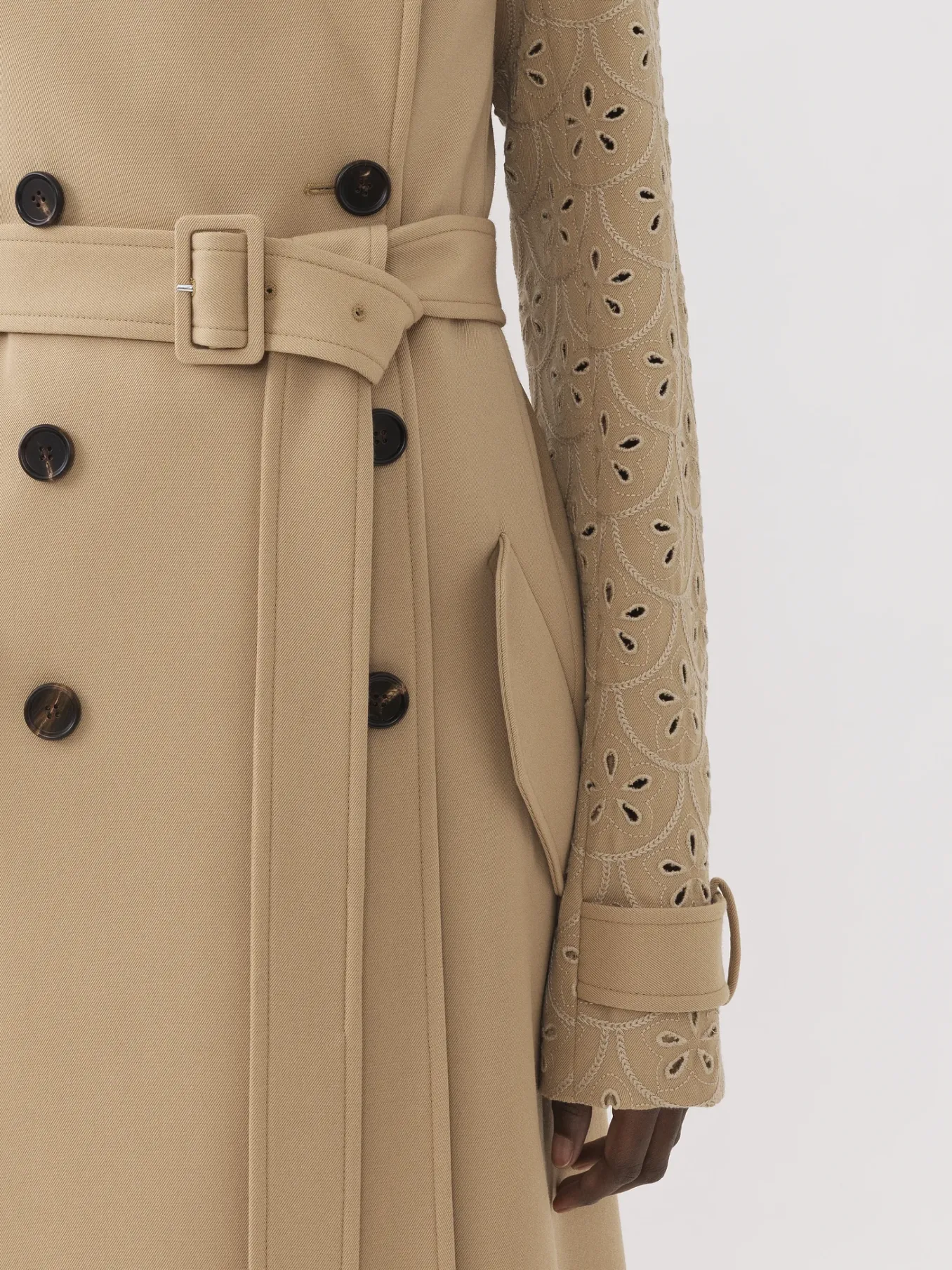 Manteaux-Chloé Trench Long Ceinture Pearl Beige