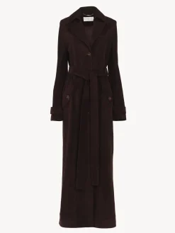 Cuir-Chloé Trench Long Ceinture Darkened Brown