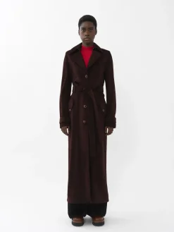 Cuir-Chloé Trench Long Ceinture Darkened Brown