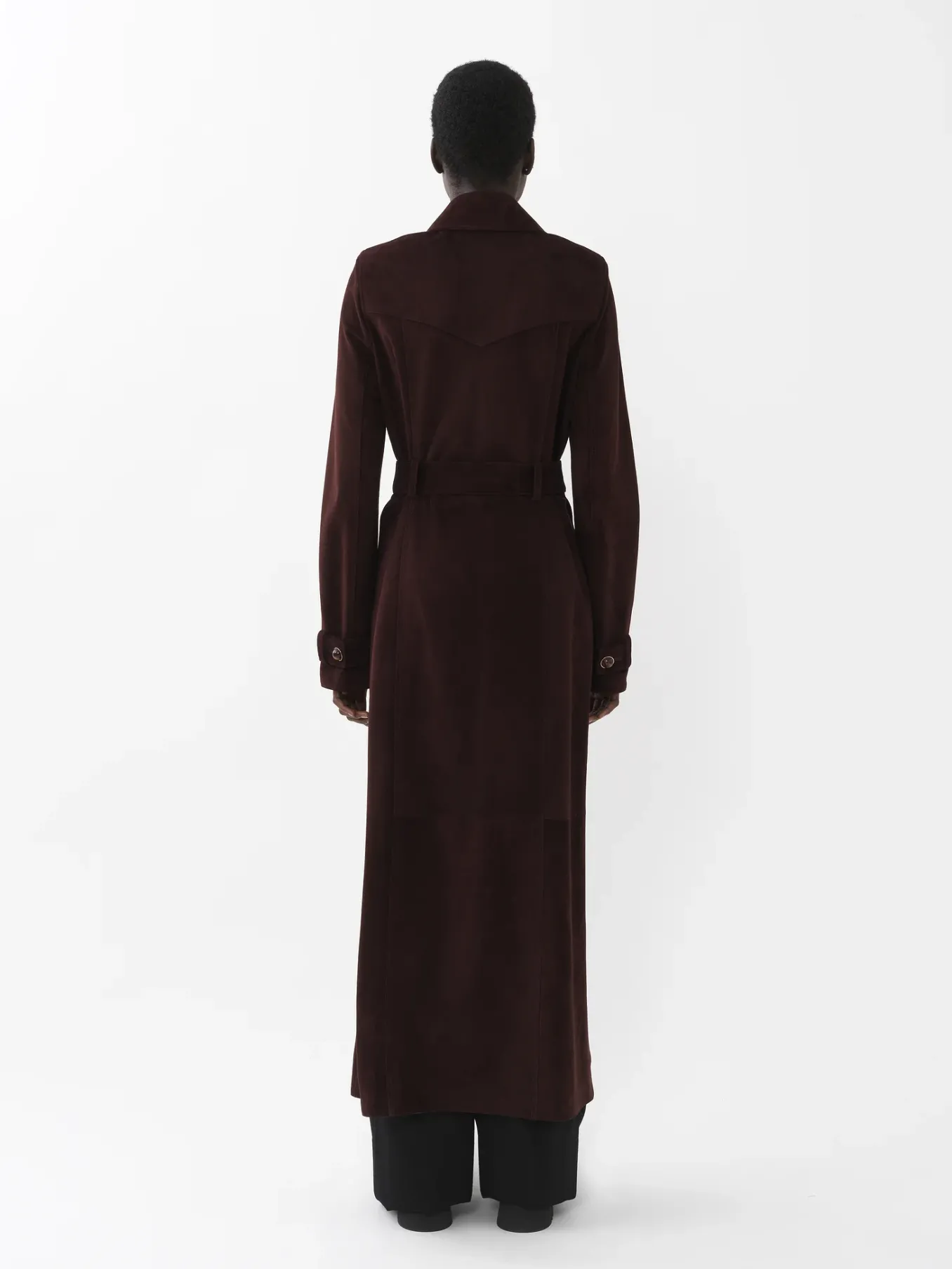 Cuir-Chloé Trench Long Ceinture Darkened Brown