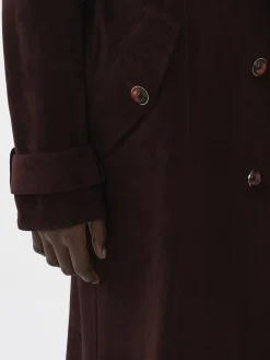 Cuir-Chloé Trench Long Ceinture Darkened Brown