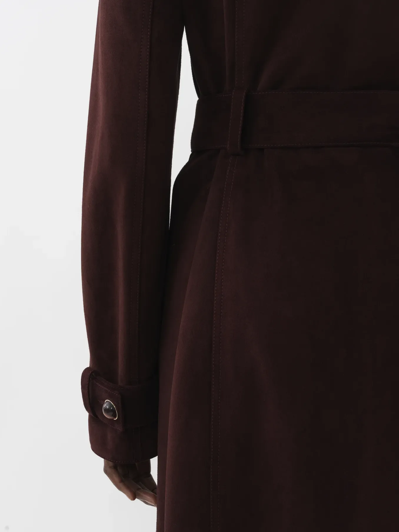 Cuir-Chloé Trench Long Ceinture Darkened Brown