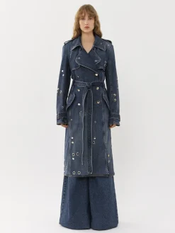 Denim-Chloé Trench Midi Faded Denim