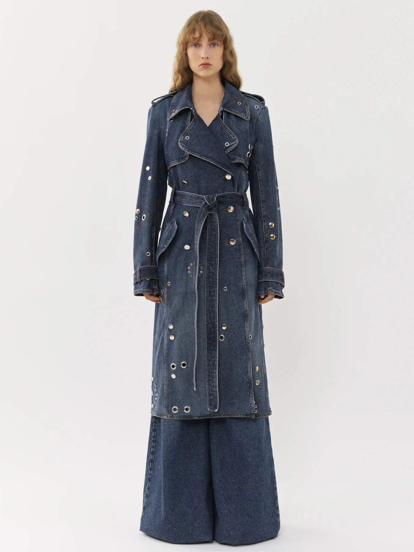 Denim-Chloé Trench Midi Faded Denim