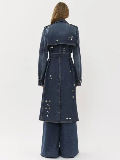 Denim-Chloé Trench Midi Faded Denim