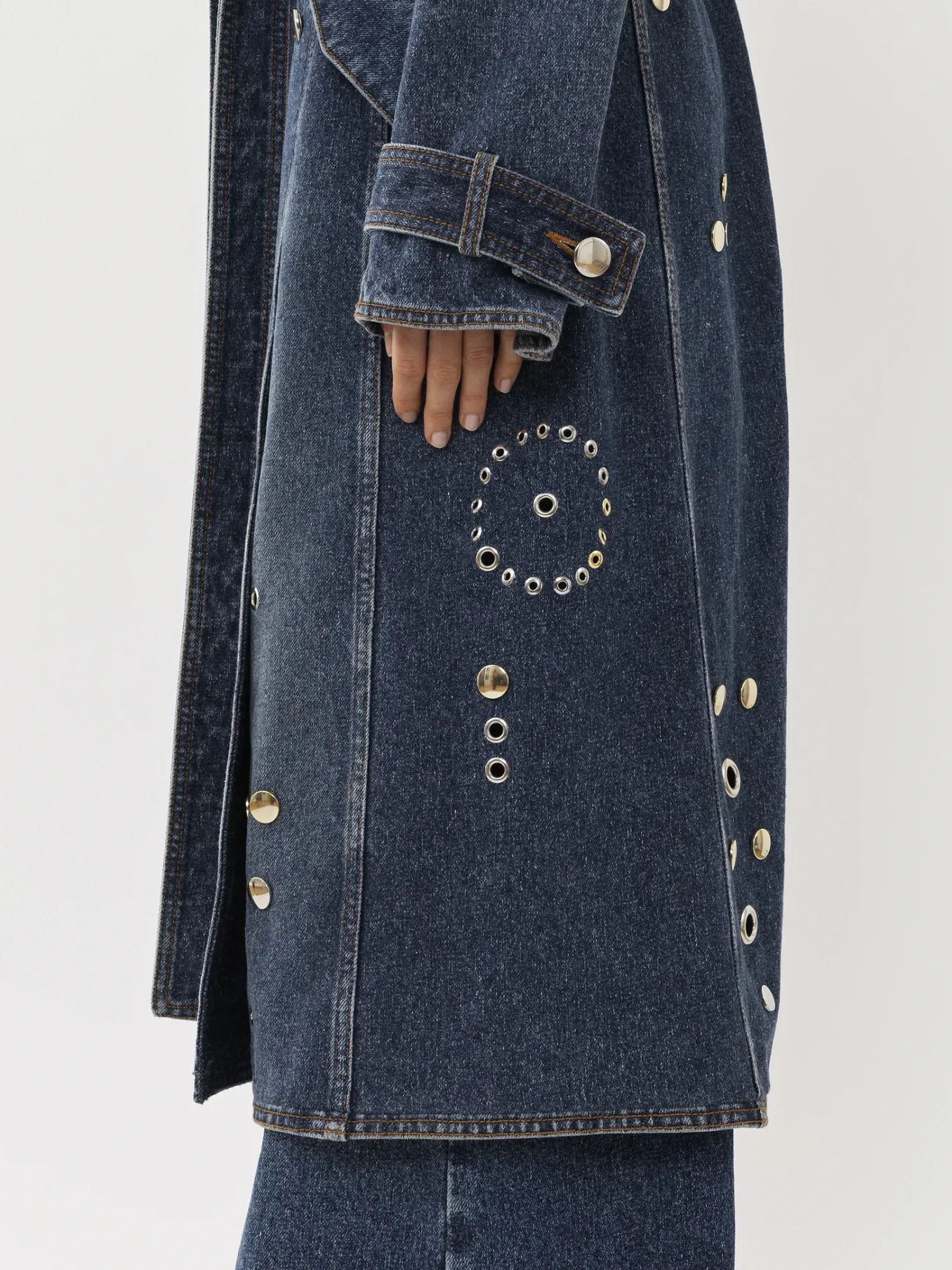 Denim-Chloé Trench Midi Faded Denim