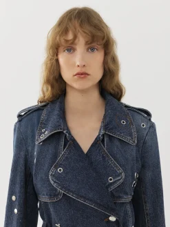 Denim-Chloé Trench Midi Faded Denim