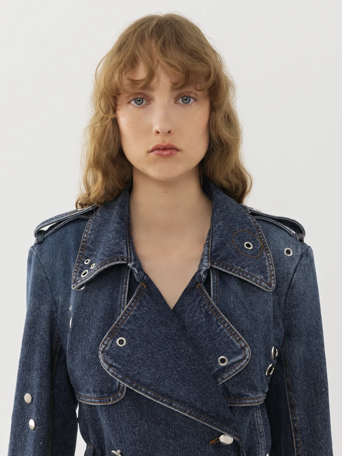 Denim-Chloé Trench Midi Faded Denim