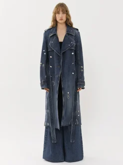 Denim-Chloé Trench Midi Faded Denim