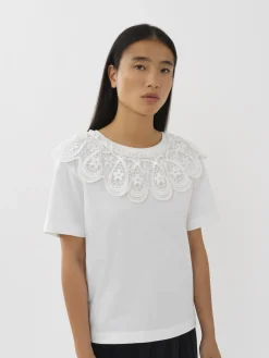 Vêtements-Chloé T-Shirt A Collerette Blanc