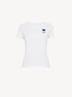 Tops Et Blouses-Chloé T-Shirt Ajuste Col Rond Blanc
